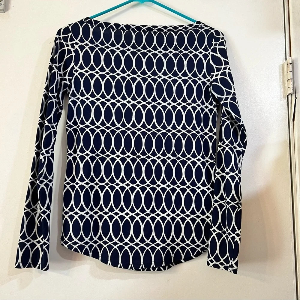 Lilly Pulitzer Printed Long Sleeve Tee T-Shirt Top Blue Prima Cotton XS - Picture 3 of 6